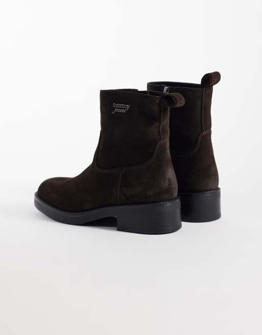 Tommy Jeans Lisa real suede soft sole boots in dark brown, 4 of 4