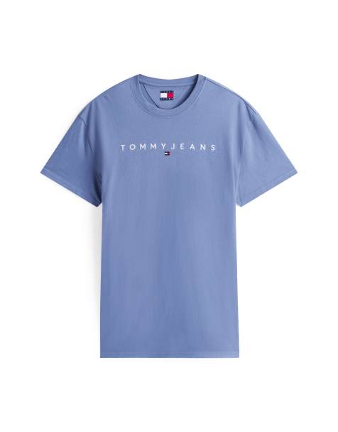 Tommy Jeans – Ljusblå t-shirt med linjär logga - view 1
