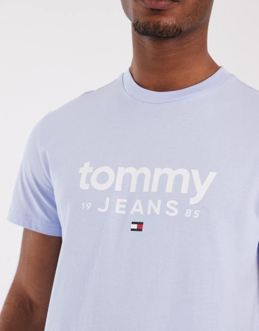 Tommy Jeans – Ljusblå t-shirt med smal passform och tryck, 3 av 5