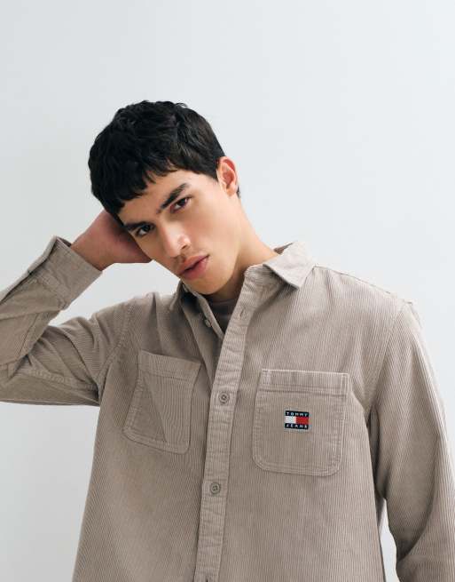 Tommy Jeans – Locker geschnittenes Cordhemd in Stein, 3 von 5