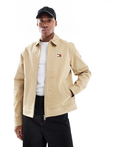 Tommy Jeans logo bomber jacket in beige - view 1