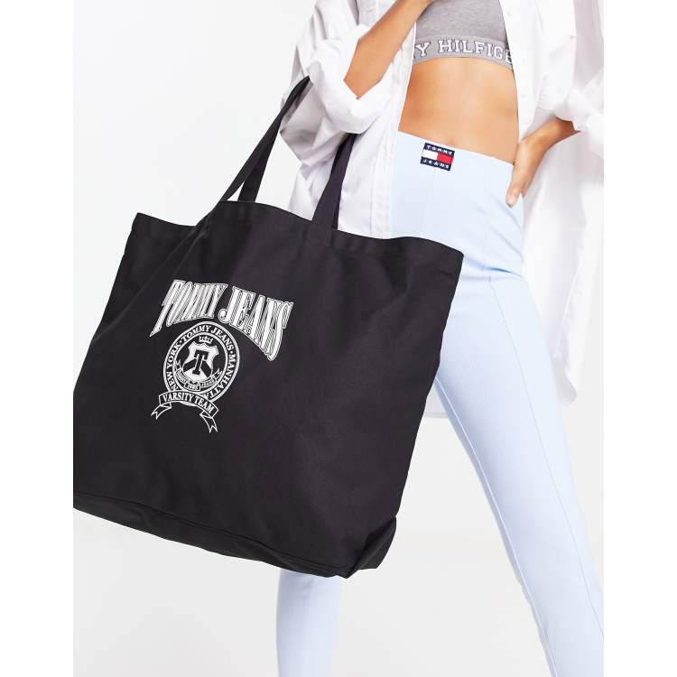 Tommy Jeans logo canvas tote bag in black