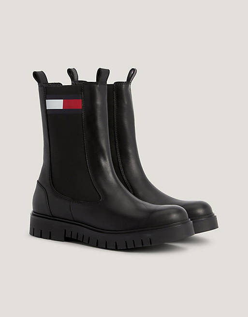 Tommy Jeans logo chelsea boot in Black | ASOS