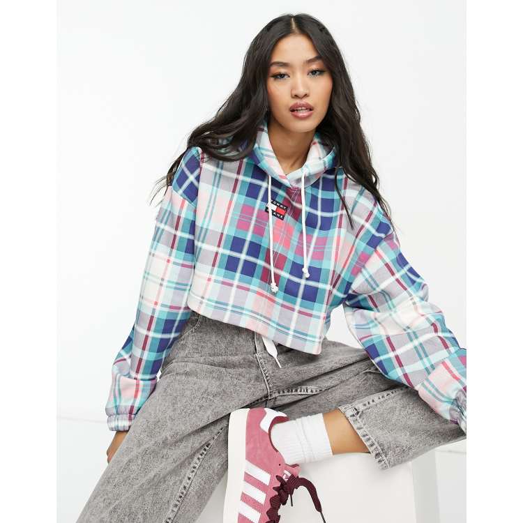 Checkered shop crop hoodie