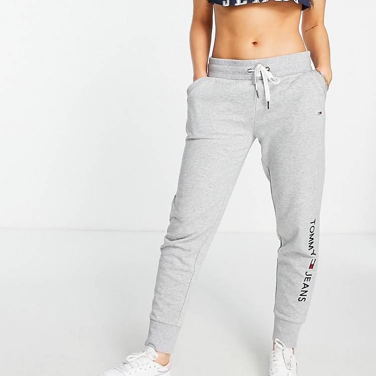 Tommy Jeans logo cuffed sweatpants in gray | ASOS