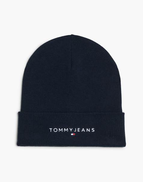 Tommy Jeans Logo embroidery beanie hat in black - view 1
