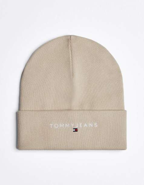 Tommy Jeans Logo embroidery beanie in beige - view 1