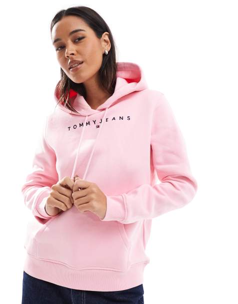 Tommy Jeans Logo embroidery hoody in pink - view 1