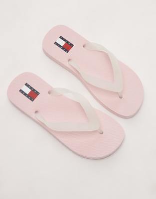Tommy Jeans Logo Flip Flops In Pink