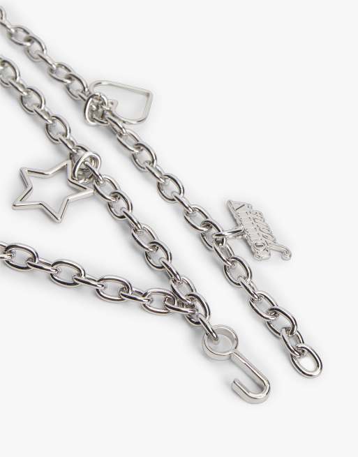 Tommy Jeans Logo multi charm chain belt in shiny silver, 2 of 4