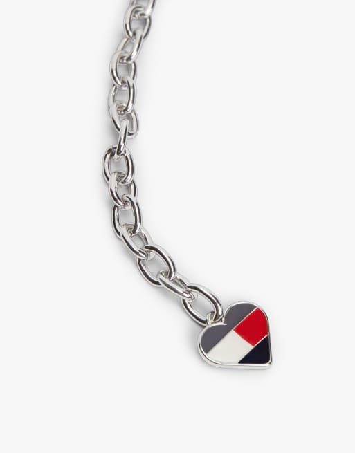 Tommy Jeans Logo multi charm chain belt in shiny silver, 4 of 4
