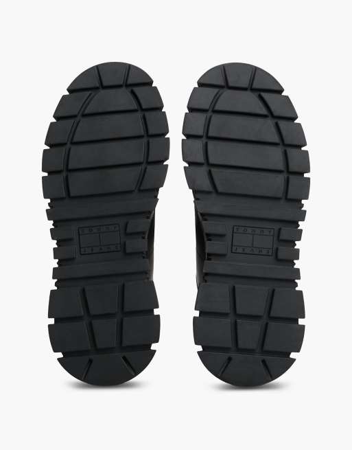 Tommy Jeans Logo platform trainers with leather in black, 5 of 7