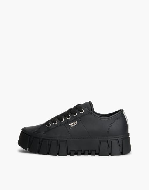 Tommy Jeans Logo platform trainers with leather in black, 7 of 7