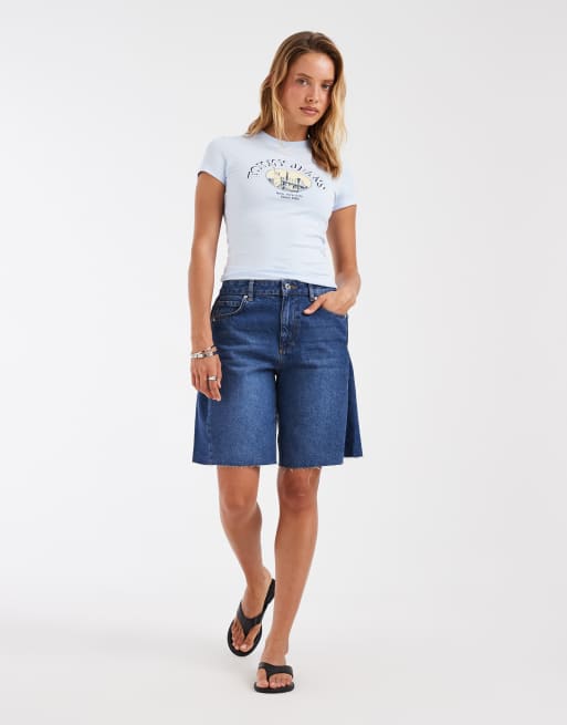 Tommy Jeans logo print slim fit T-shirt in light blue, 2 of 4