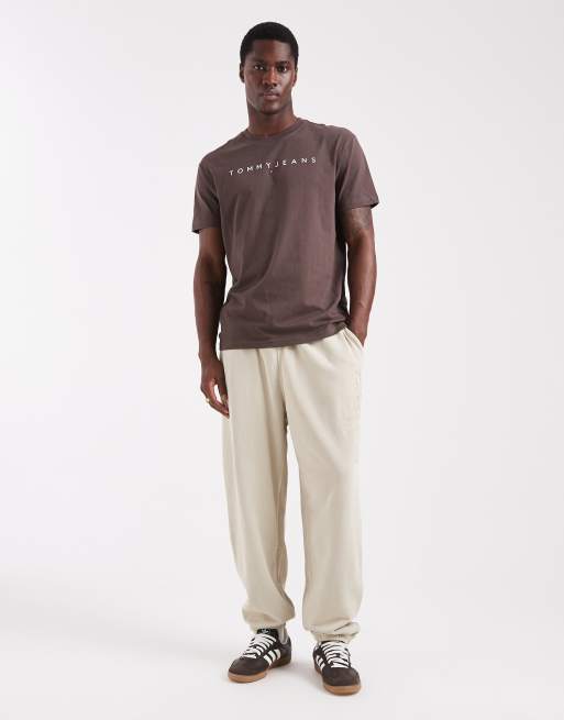 Tommy Jeans logo relaxed trackies in sand, 2 of 5