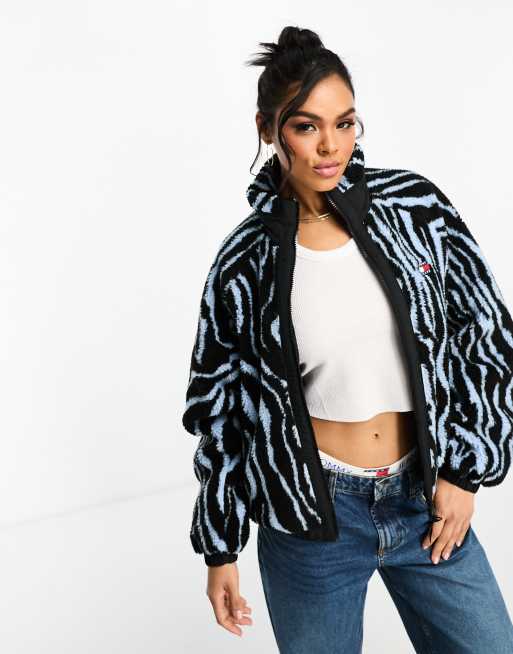 Tommy Jeans logo sherpa jacket in zebra print | ASOS