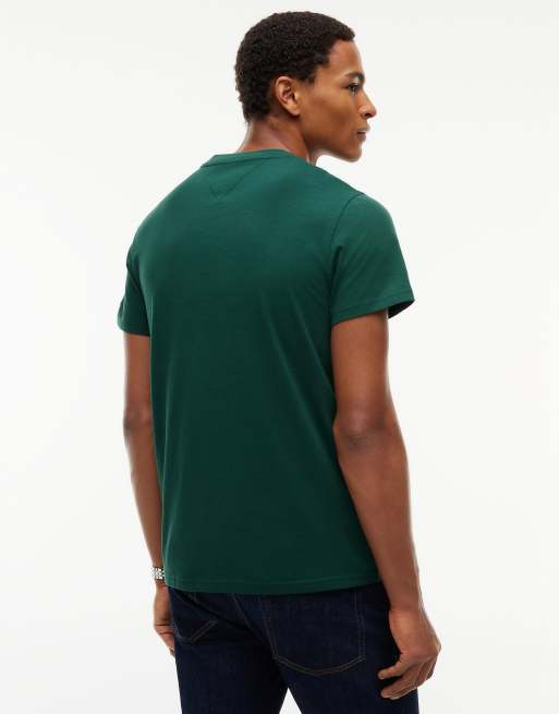 Tommy Jeans Logo slim jersey t-shirt in dark green, 4 of 6