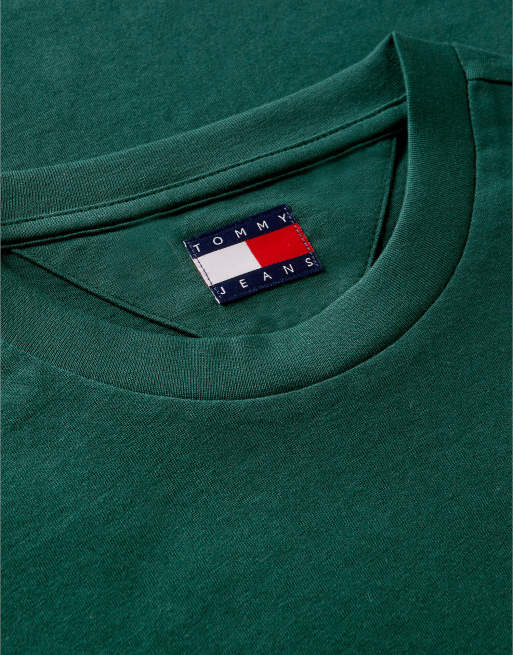 Tommy Jeans Logo slim jersey t-shirt in dark green, 6 of 6