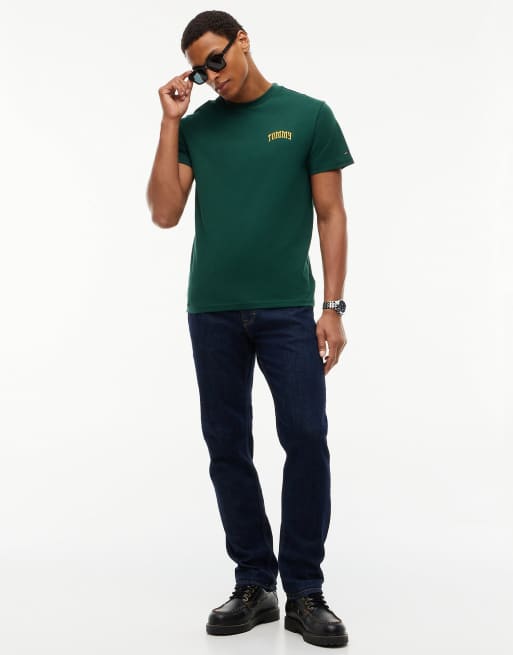 Tommy Jeans Logo Slim Jersey T-Shirt in Dunkelgrün, 2 von 6
