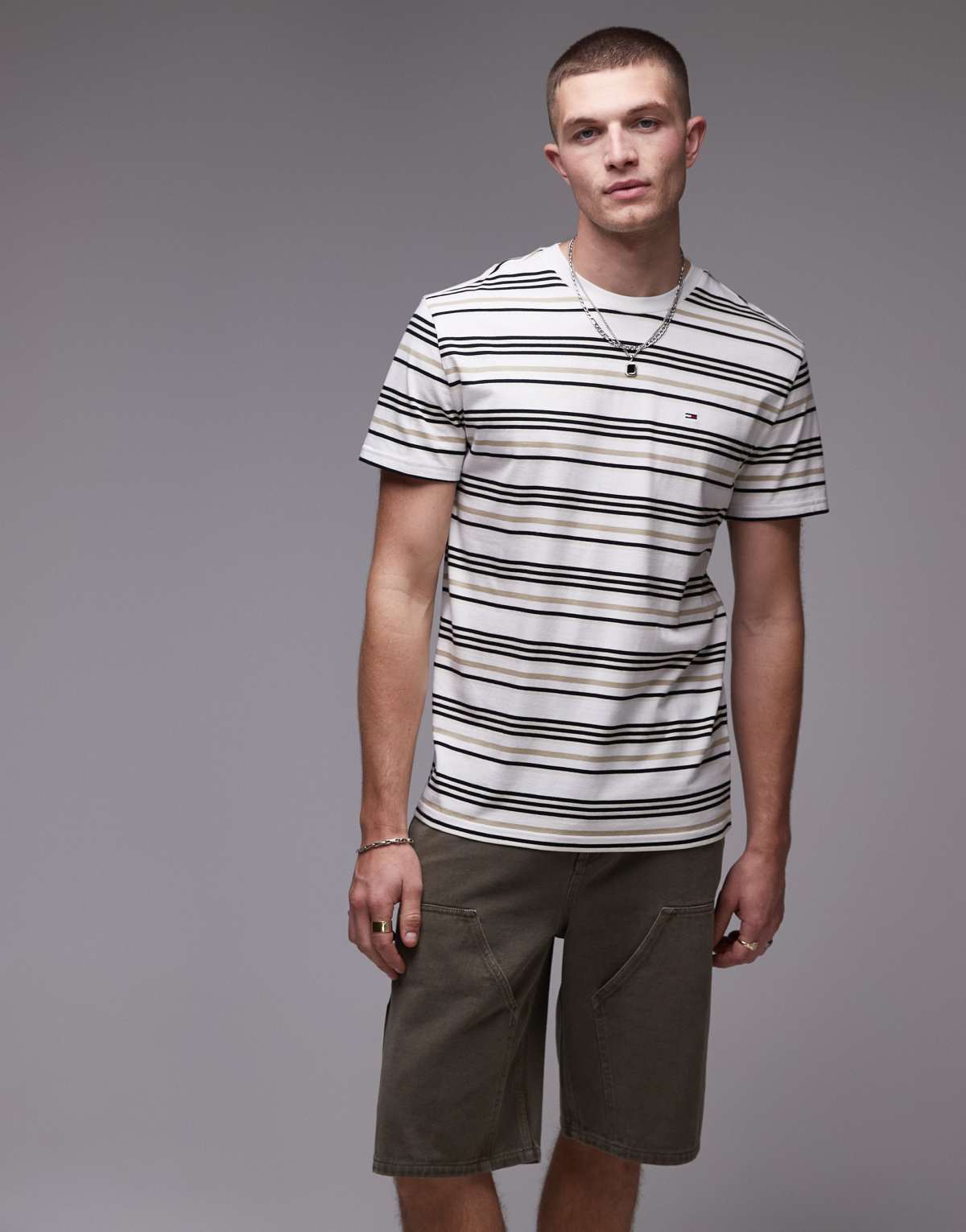 Tommy Jeans logo stripe t-shirt in white