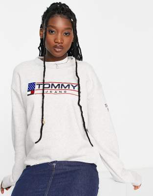 Tommy Jeans logo sweatshirt in light grey