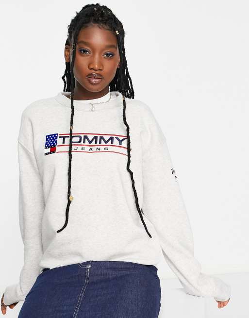 Tommy jeans grey on sale sweatshirt