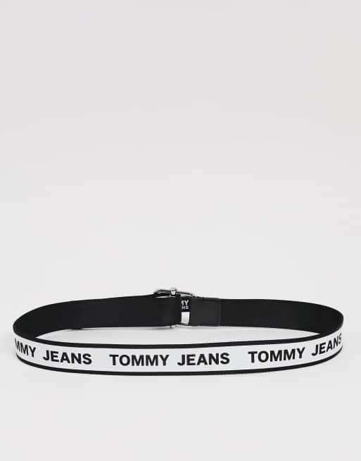 Tommy Jeans logo tape belt in black, 2 of 4