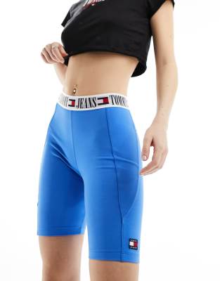 Tommy Jeans logo tape legging shorts in blue - ASOS Price Checker