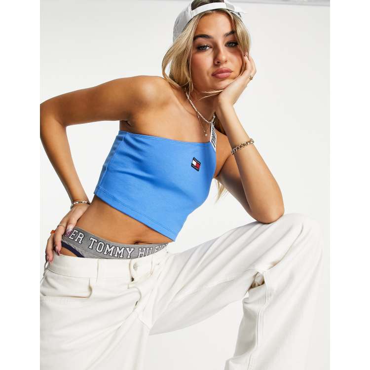 Tommy hilfiger blue crop outlet top