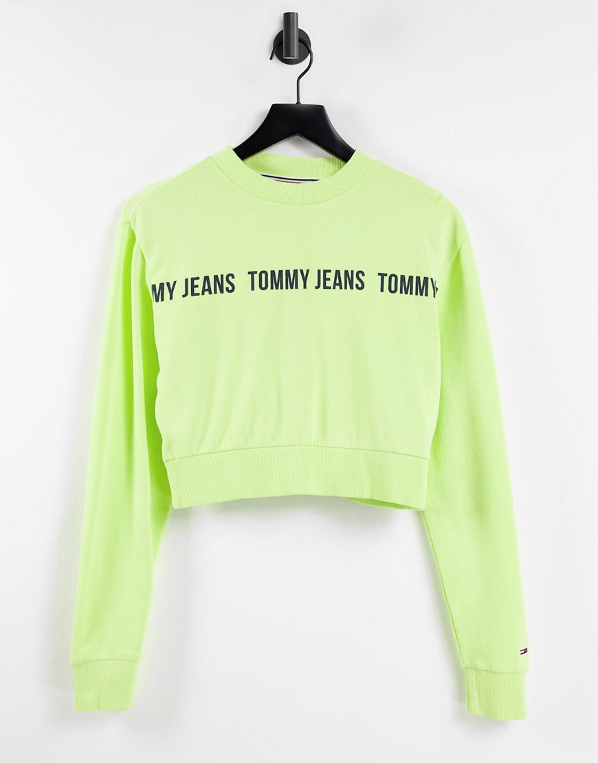 Tommy Jeans logo tape sweatshirt in yellow