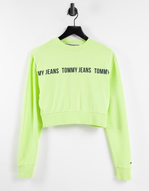 Tommy Jeans logo tape sweatshirt in yellow