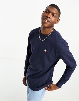 Tommy Jeans long sleeve badge t-shirt in navy - ASOS Price Checker