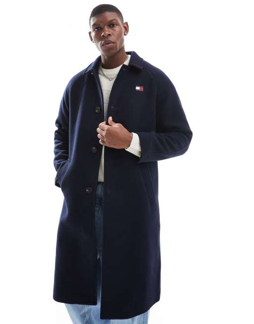 Tommy Jeans long wool coat in navy, 2 of 4