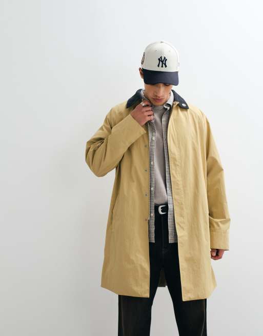 Tommy Jeans longline trench coat with contrast collar in beige, 4 of 5