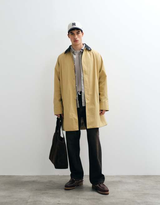 Tommy Jeans longline trench coat with contrast collar in beige, 5 of 5