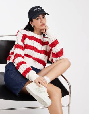 Tommy Jeans Loose Fit Cable Knit Sweater In Multi