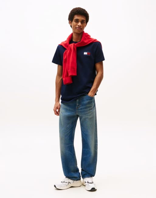 Tommy Jeans - Lot de 2 t-shirts ajustés à logo drapeau - Bleu marine et blanc, 4 de 4
