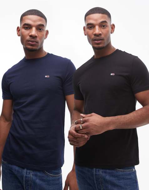 Tommy Jeans - Lot de 2 t-shirts ajustés à logo - Noir et bleu marine - view 1