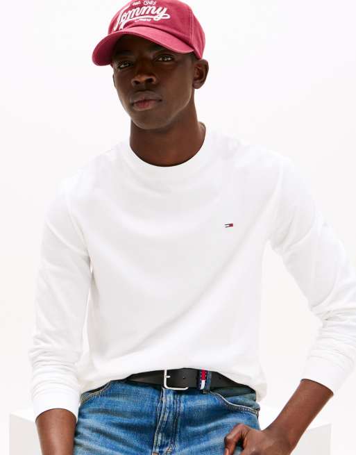 Tommy Jeans - Lot de 2 t-shirts manches longues ajustés à logo drapeau - Noir et blanc, 2 de 4
