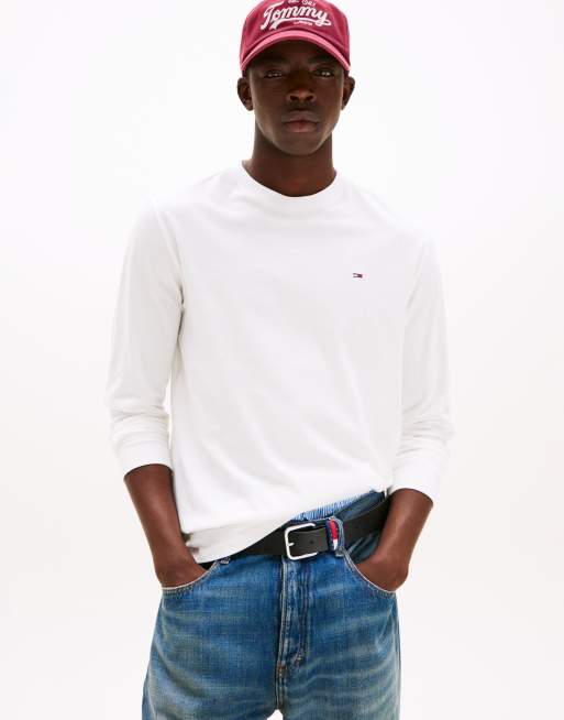 Tommy Jeans - Lot de 2 t-shirts manches longues ajustés à logo drapeau - Noir et blanc, 3 de 4