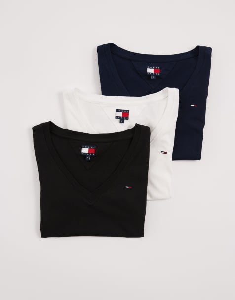 Tommy Jeans - Lot de 3 t-shirts col V - Noir/bleu marine/blanc - view 1