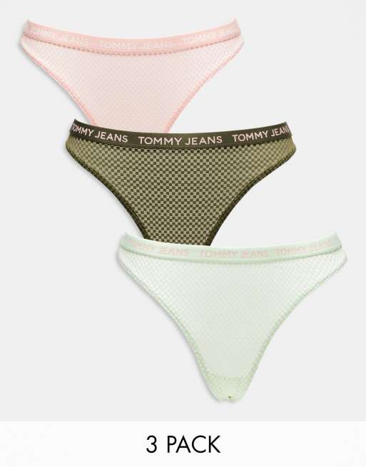 Tommy Jeans - Lot de 3 strings en dentelle à taille haute - Multicolore