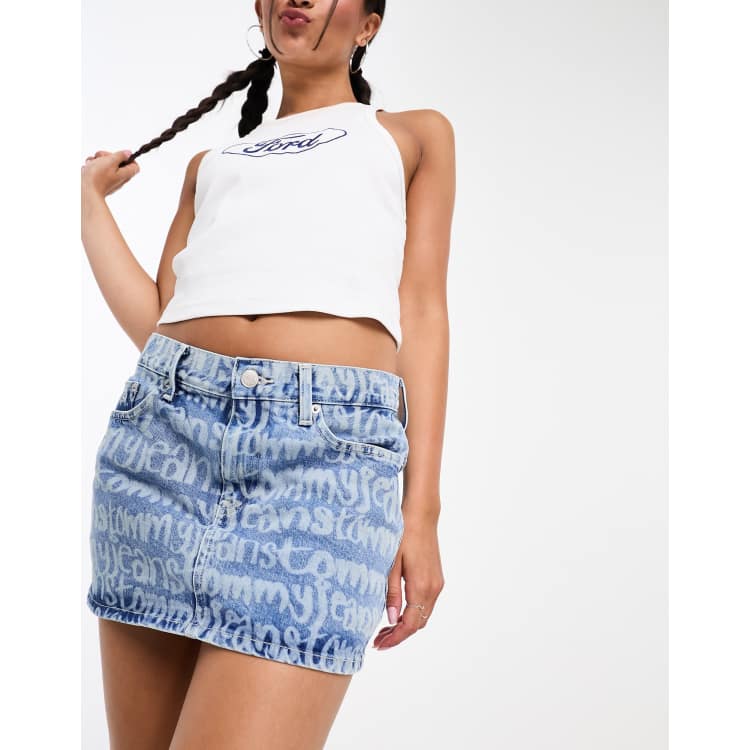 Tommy Jeans low rise micro mini skirt in mid wash ASOS