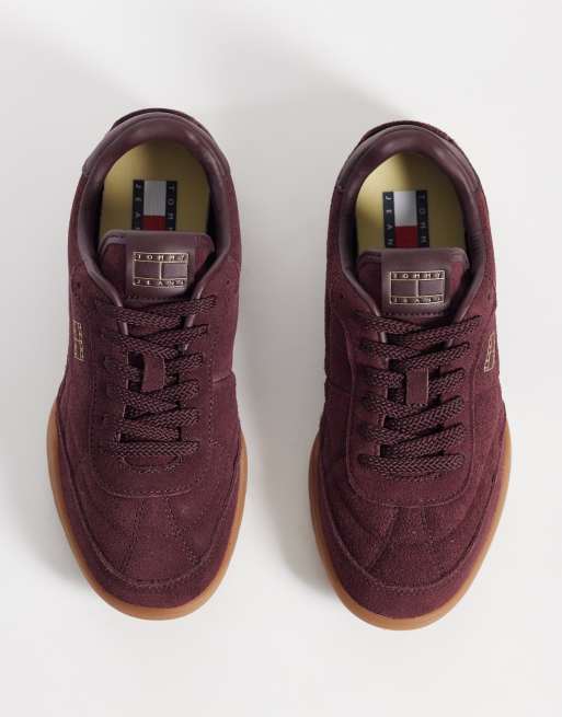 Tommy Jeans Lowla real suede sneakers in burgundy, 3 of 5
