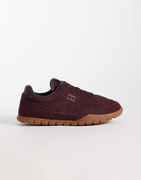 Tommy Jeans Lowla real suede trainers in burgundy - view 1