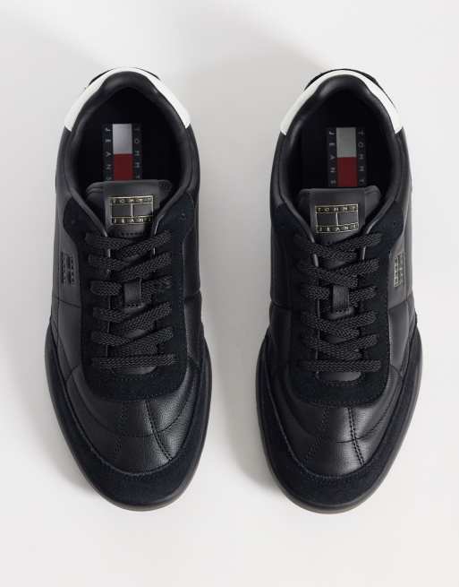 Tommy Jeans Lowlo premium lädersneakers i svart, 3 av 5