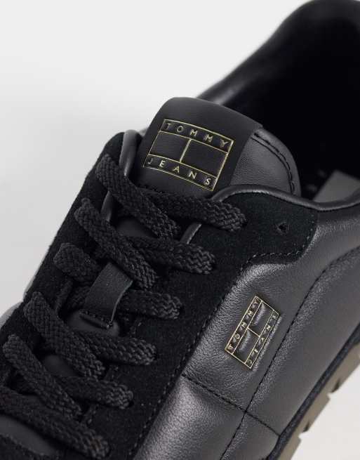 Tommy Jeans Lowlo premium leather sneakers in black, 4 of 5