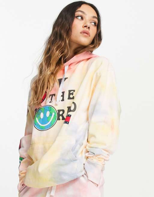 Tommy Jeans luv the world hoodie in tie dye part of a set