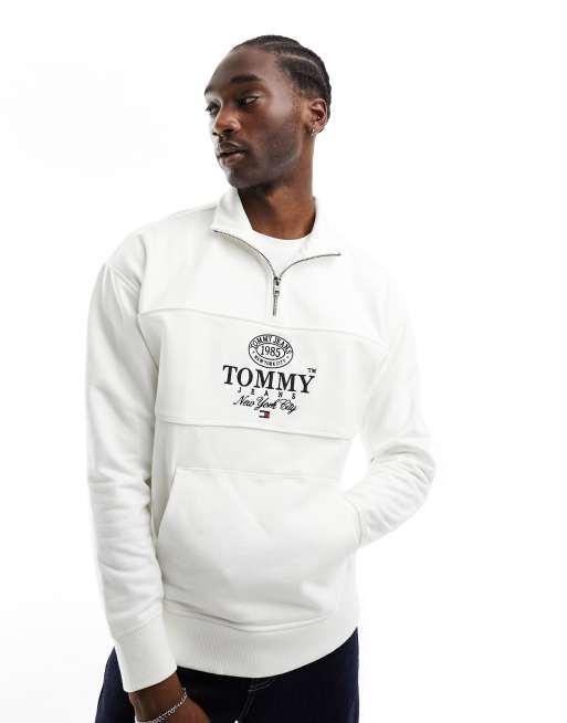 Tommy Jeans - Luxe Athletic - Pile bianco comodo con zip corta