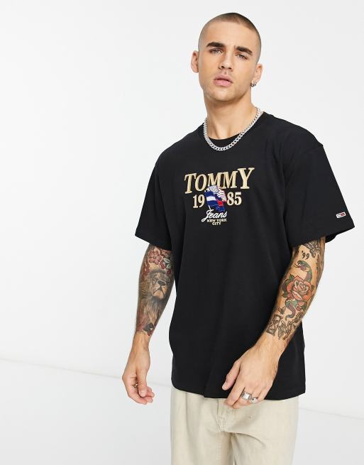 Tommy Jeans luxe chest logo relaxed fit T shirt in black